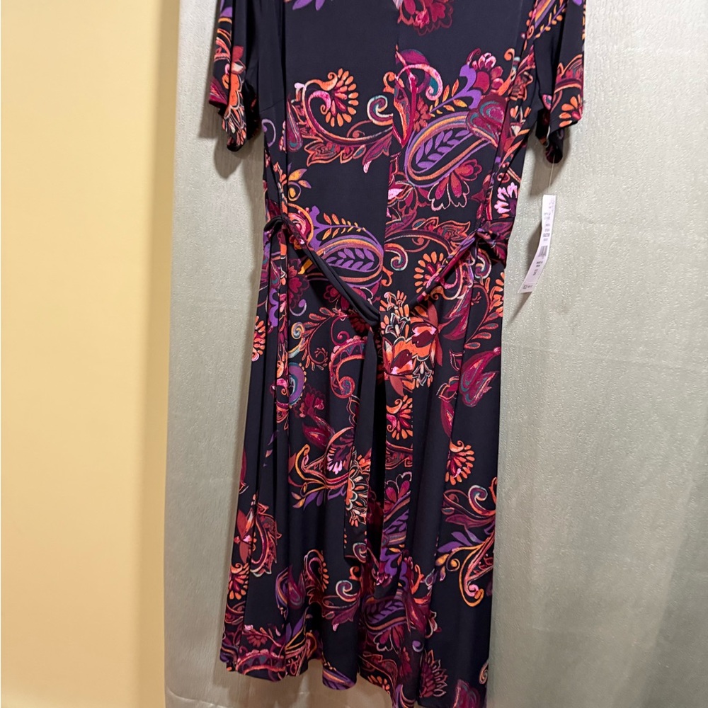 MSK Women's Black and Pink Paisley Midi Dress